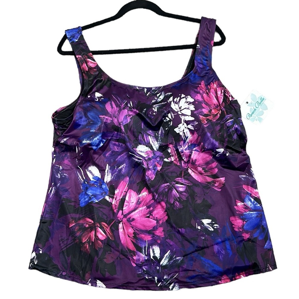 Beach belle swim top purple floral size 22 new